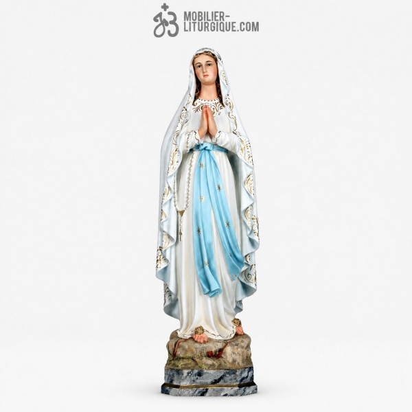Statue Notre Dame de Lourdes Polychrome Antique