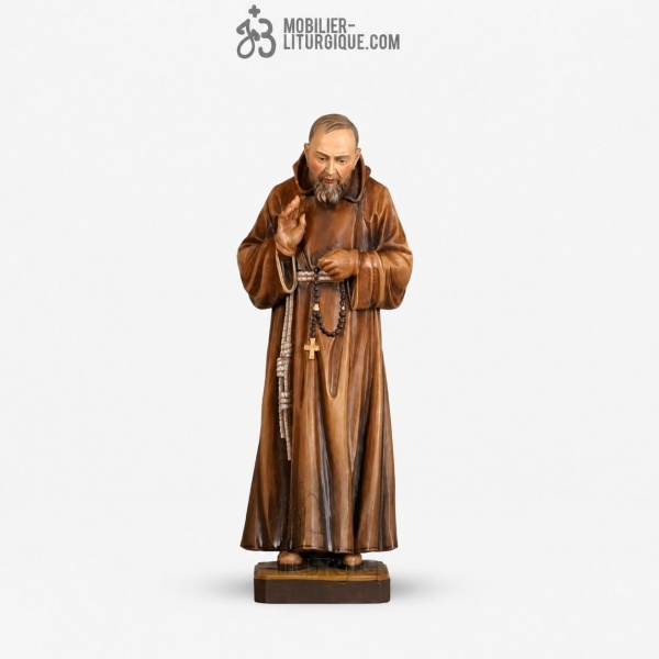 Statue Padre Pio en bois d�cor�