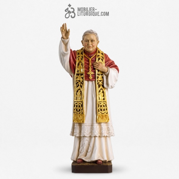 Statue Pape Benoit XVI en bois d�cor�