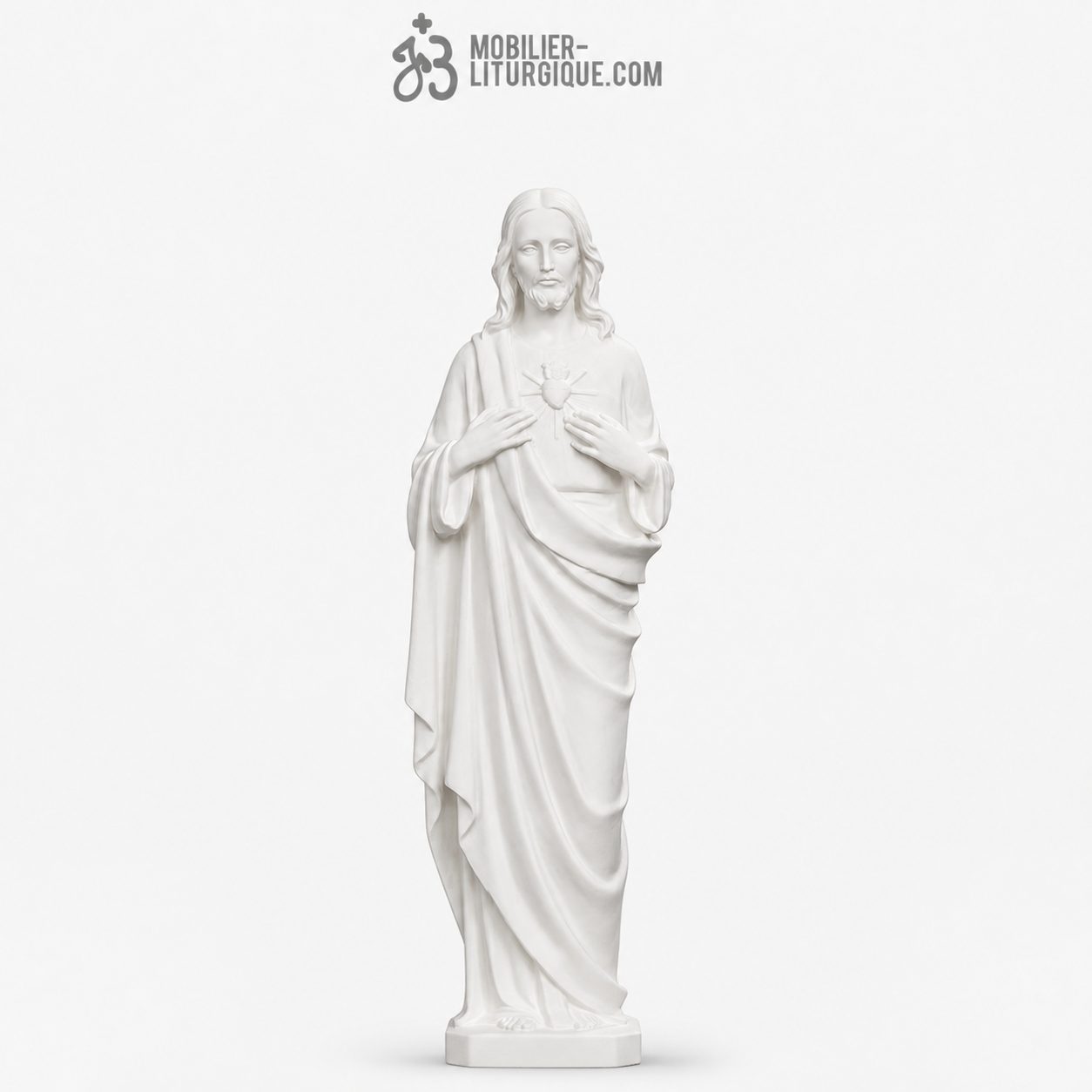 Statue Sacr&eacute; Coeur de J&eacute;sus, en poudre de marbre reconstitu&eacute;,53 cm