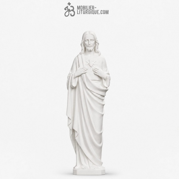 Statue Sacr� Coeur de J�sus, en poudre de marbre reconstitu�,53 cm