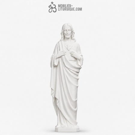 Statue Sacr&eacute; Coeur de J&eacute;sus, en poudre de marbre reconstitu&eacute;,53 cm