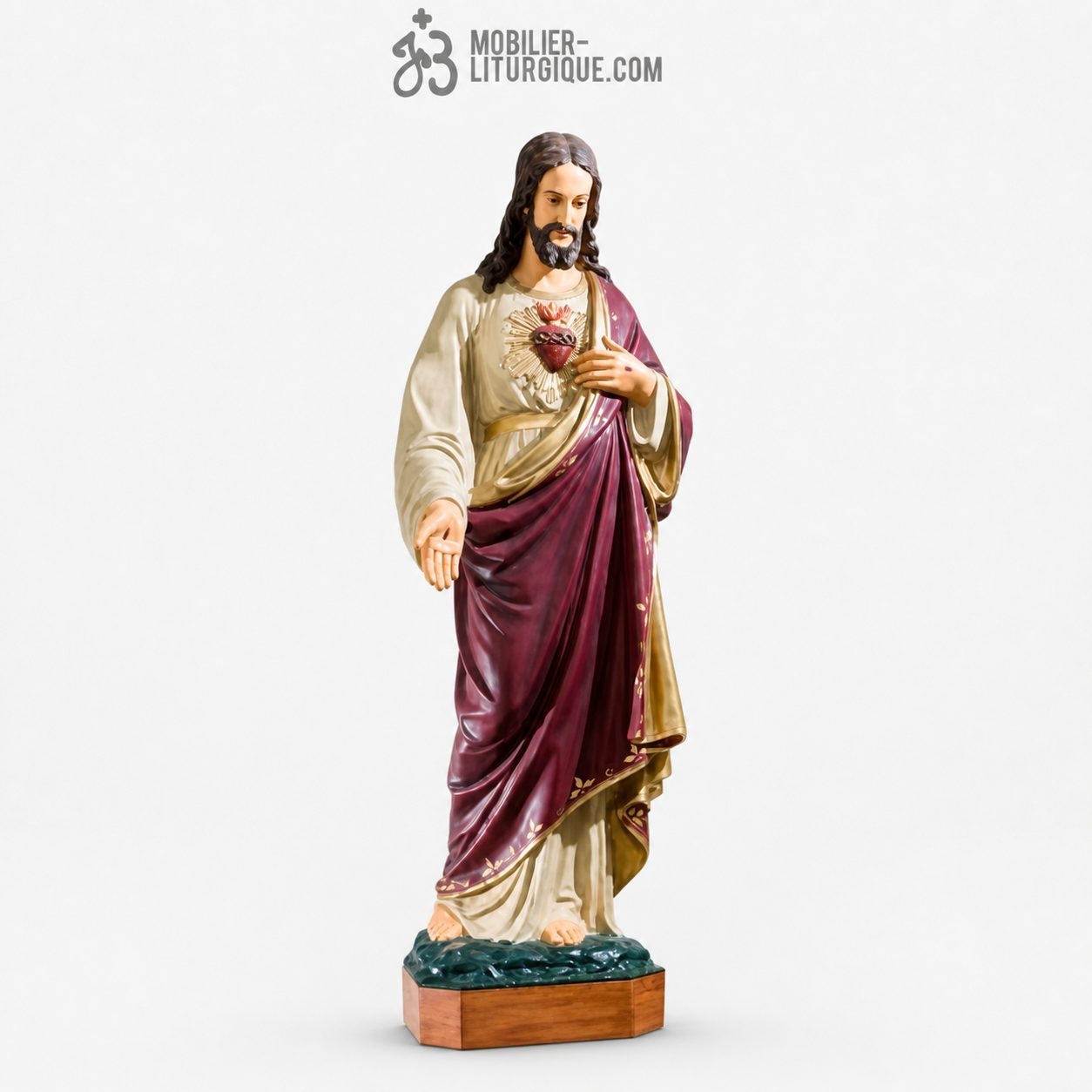 Statue Sacr&eacute;-Coeur de J&eacute;sus D&eacute;cor&eacute;e