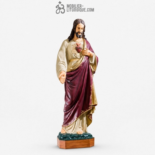 Statue Sacr�-Coeur de J�sus D�cor�e