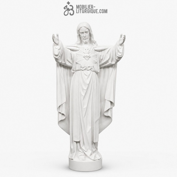 Statue Sacr� Coeur de J�sus en marbre blanc 40-60-80 cm