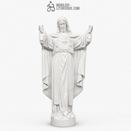 Statue Sacr&eacute; Coeur de J&eacute;sus en marbre blanc 40-60-80 cm