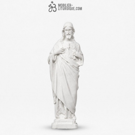 Statue Sacr&eacute; Coeur de J&eacute;sus en marbre blanc,40 cm