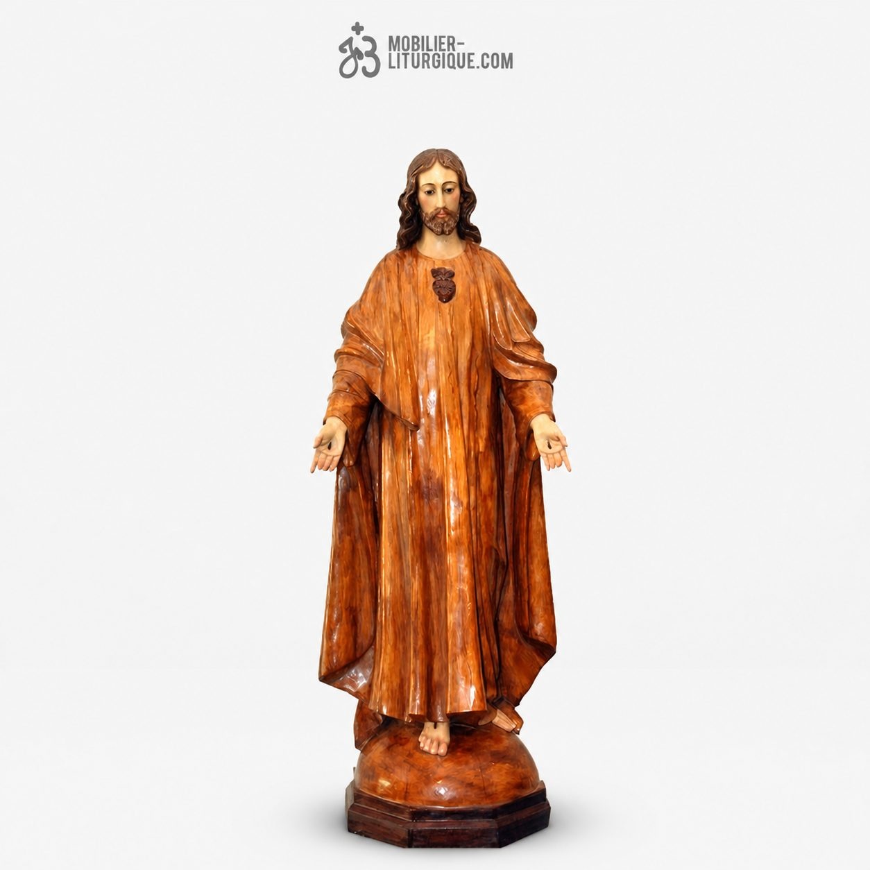 Statue Sacr&eacute; Coeur de J&eacute;sus Polychrome Antique