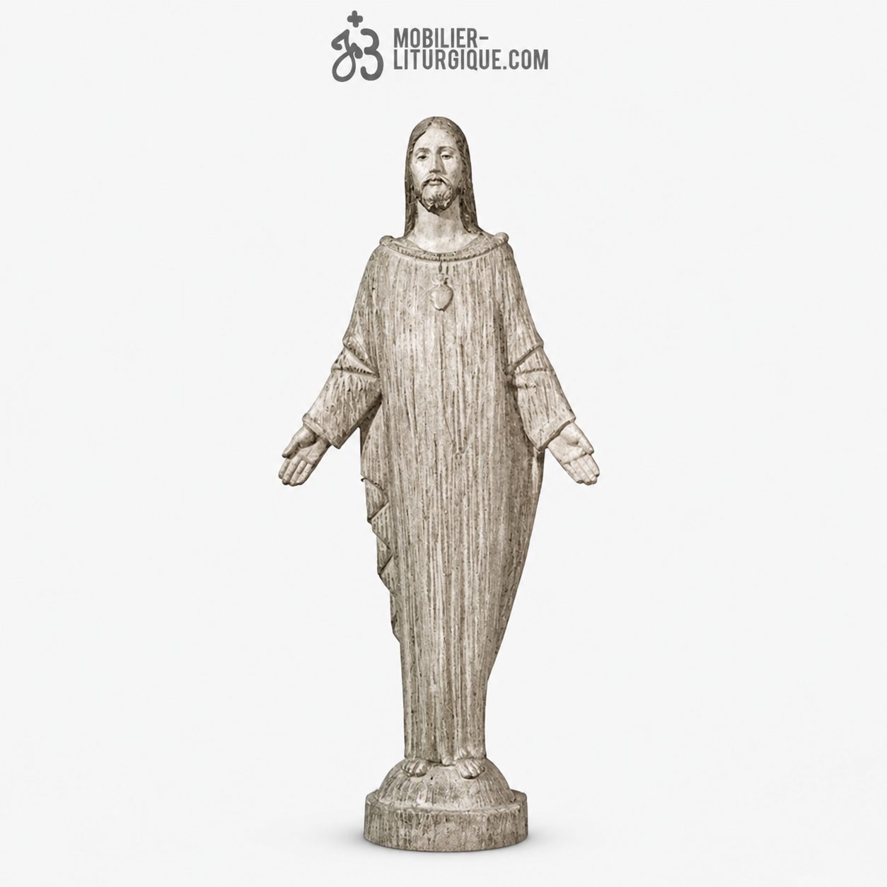 Statue Sacr&eacute; Coeur de J&eacute;sus Polychrome Antique