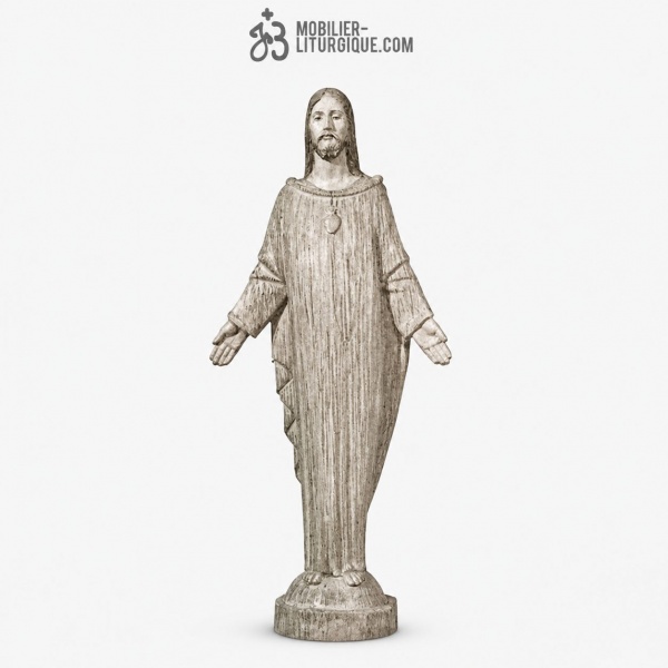 Statue Sacr� Coeur de J�sus Polychrome Antique