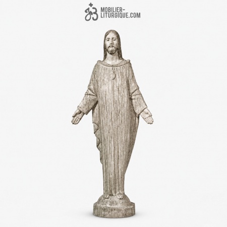 Statue Sacr&eacute; Coeur de J&eacute;sus Polychrome Antique