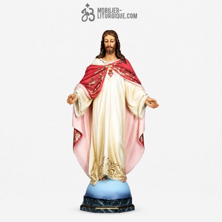 Statue Sacr&eacute; Coeur de J&eacute;sus Polychrome Antique