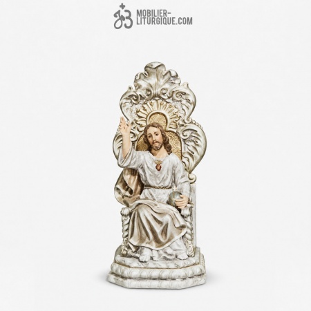 Statue Sacr&eacute; Coeur de J&eacute;sus Polychrome Antique