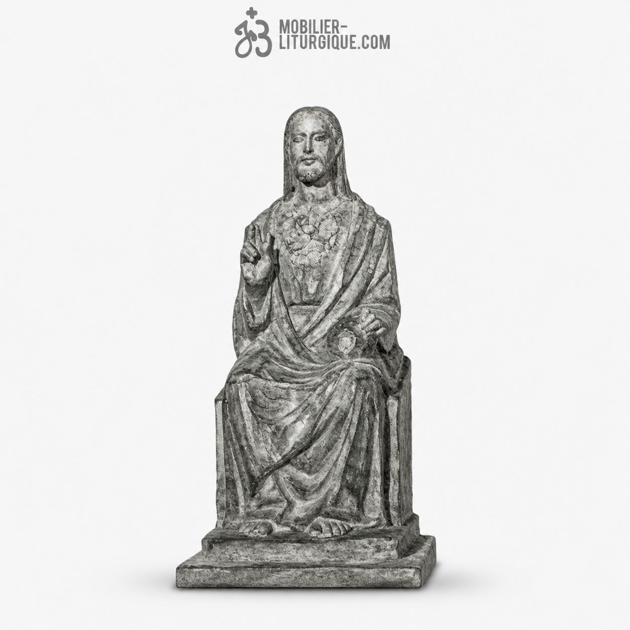 Statue Sacr&eacute; Coeur de J&eacute;sus Polychrome Antique