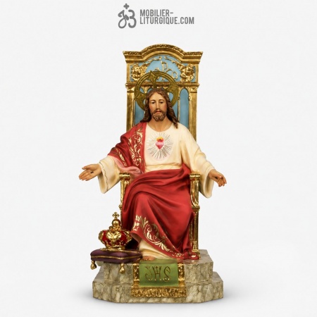 Statue Sacr&eacute; Coeur de J&eacute;sus Polychrome Antique