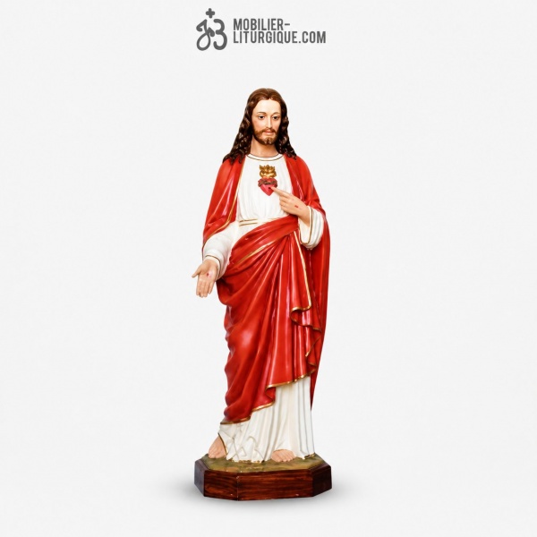 Statue Sacre Coeur de J�sus Polychrome