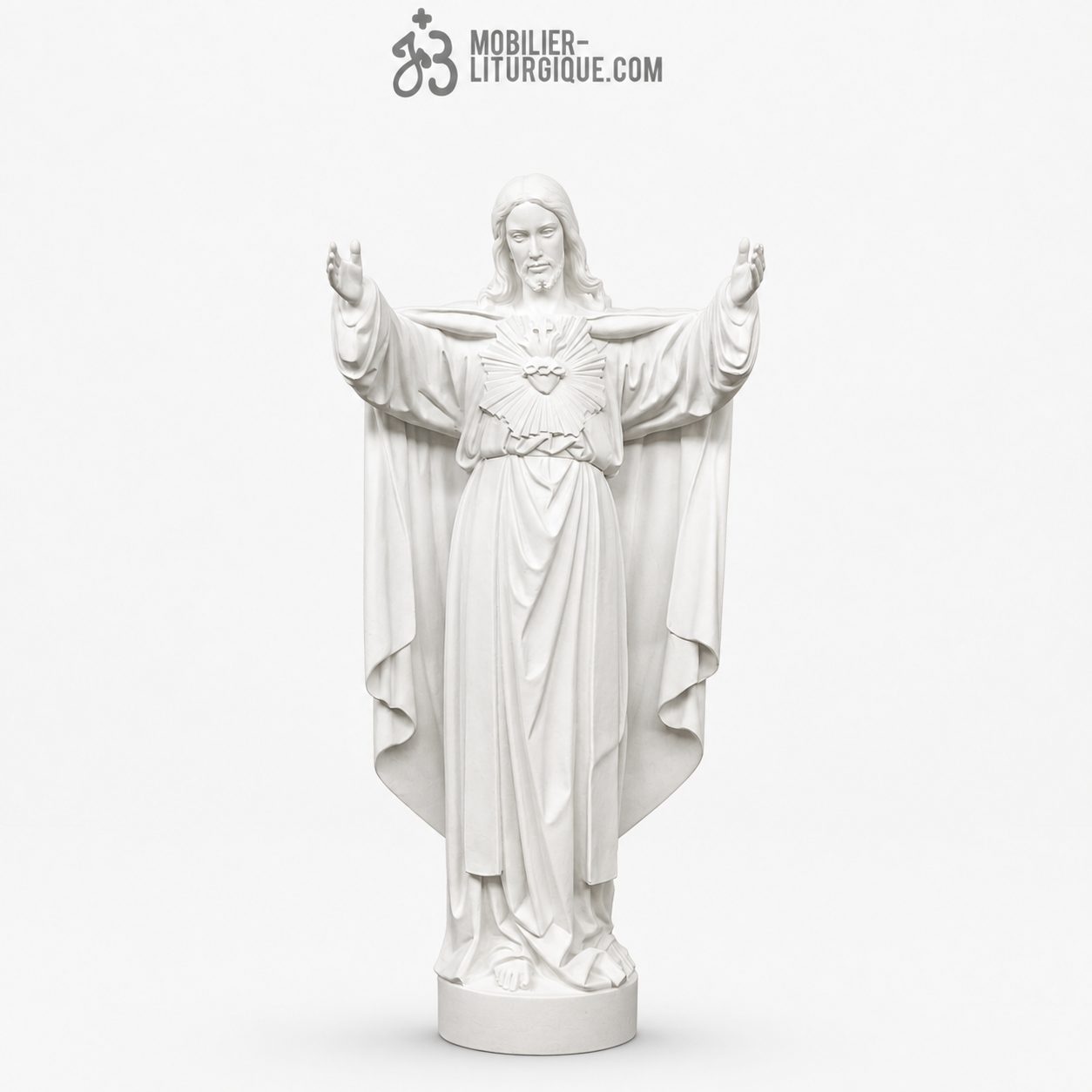 Statue Sacr&eacute; Coeur de J&eacute;sus R&eacute;dempteur en marbre color&eacute;