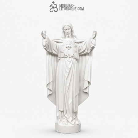 Statue Sacr&eacute; Coeur de J&eacute;sus R&eacute;dempteur en marbre color&eacute;