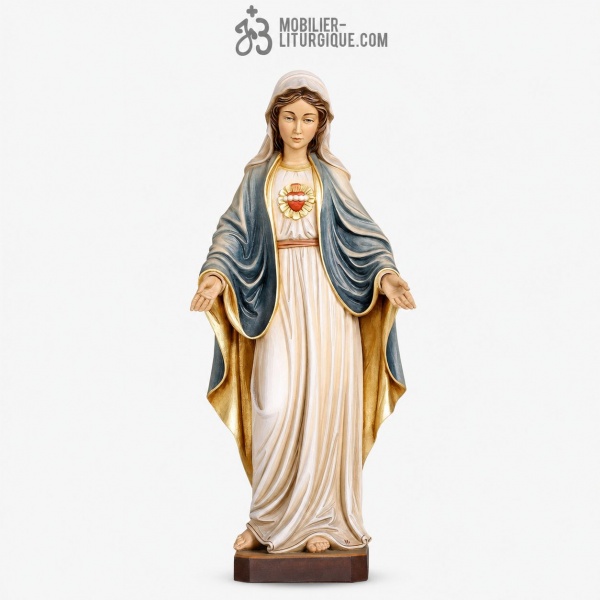 Statue Sacr� Coeur de la Vierge Marie en bois d�cor�