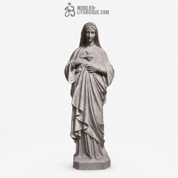 Statue Sacr� Coeur de Marie : statue sur mesure Marbre