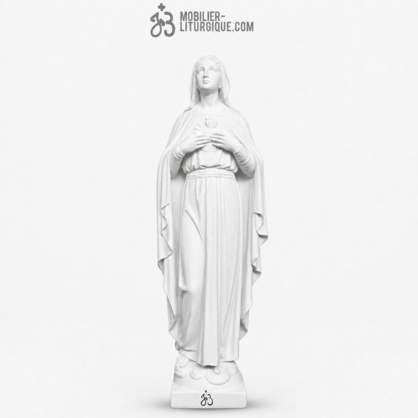 Statue Sacr� Coeur de Marie, en marbre reconstitu� synth�tique, 79 cm