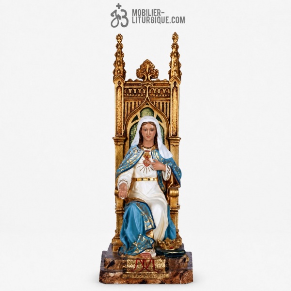 Statue Sacr� Coeur de Marie Polychrome Antique