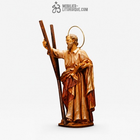 Statue Saint Andr� Polychrome Feuille d\'or D�cors Riche