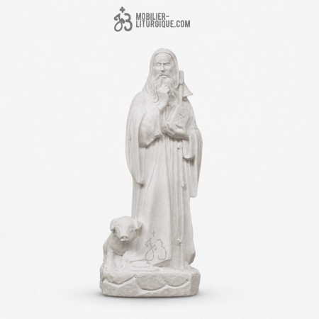Statue Saint Antoine Abb&eacute; en marbre blanc, 35 cm