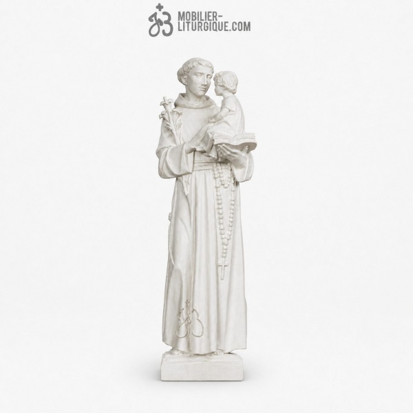 Statue Saint Antoine Blanc,en marbre blanc base r�sine,65 cm