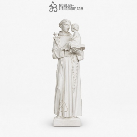 Statue Saint Antoine Blanc,en marbre blanc base r&eacute;sine,65 cm