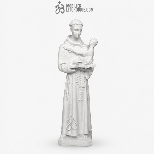 Statue Saint Antoine Blanc,en poudre de marbre blanc, 60 cm