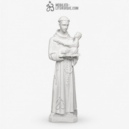 Statue Saint Antoine Blanc,en poudre de marbre blanc, 60 cm
