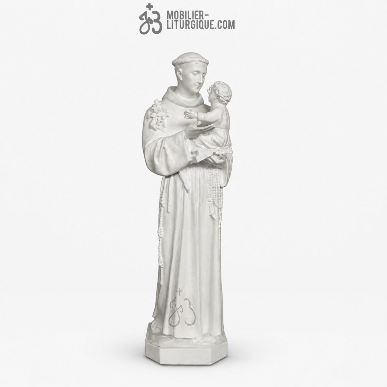 Statue Saint Antoine de padoue, en marbre reconstitu&eacute;,100-130-160 cm