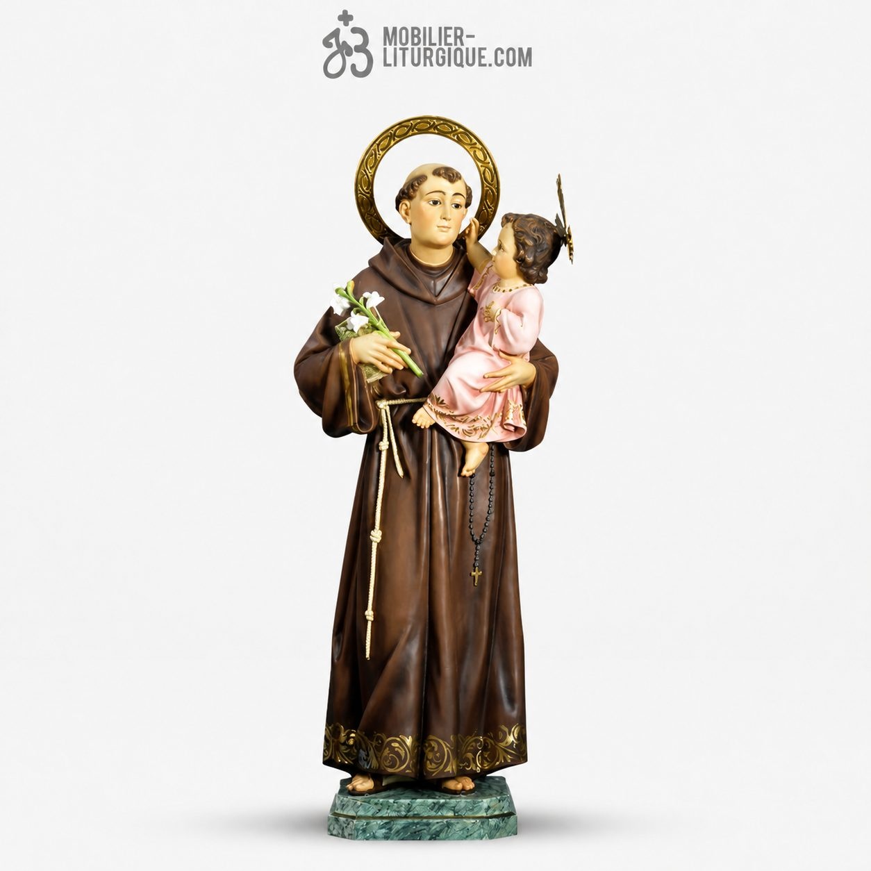 Statue Saint Antoine de Padoue Polychrome Antique
