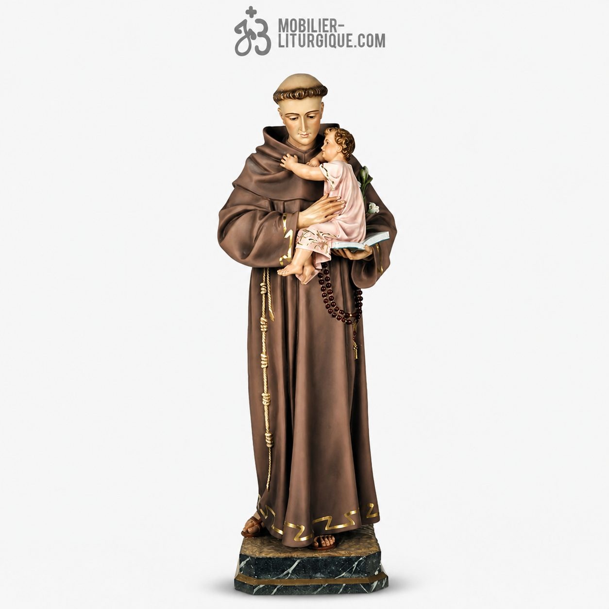 Statue Saint Antoine de Padoue Polychrome Antique