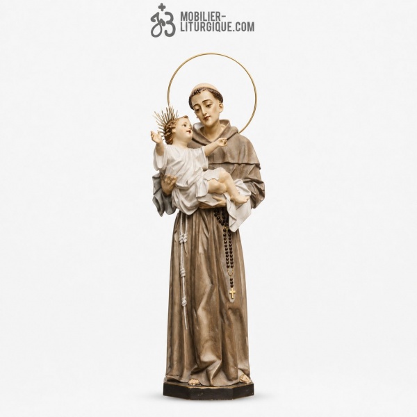 Statue Saint Antoine de Padoue Polychrome Antique