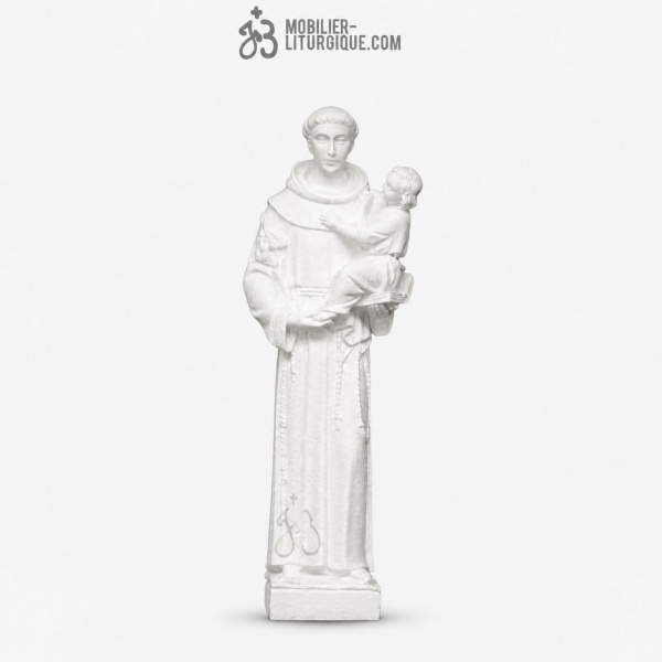 Statue Saint Antoine en poudre de marbre blanc, 30 cm