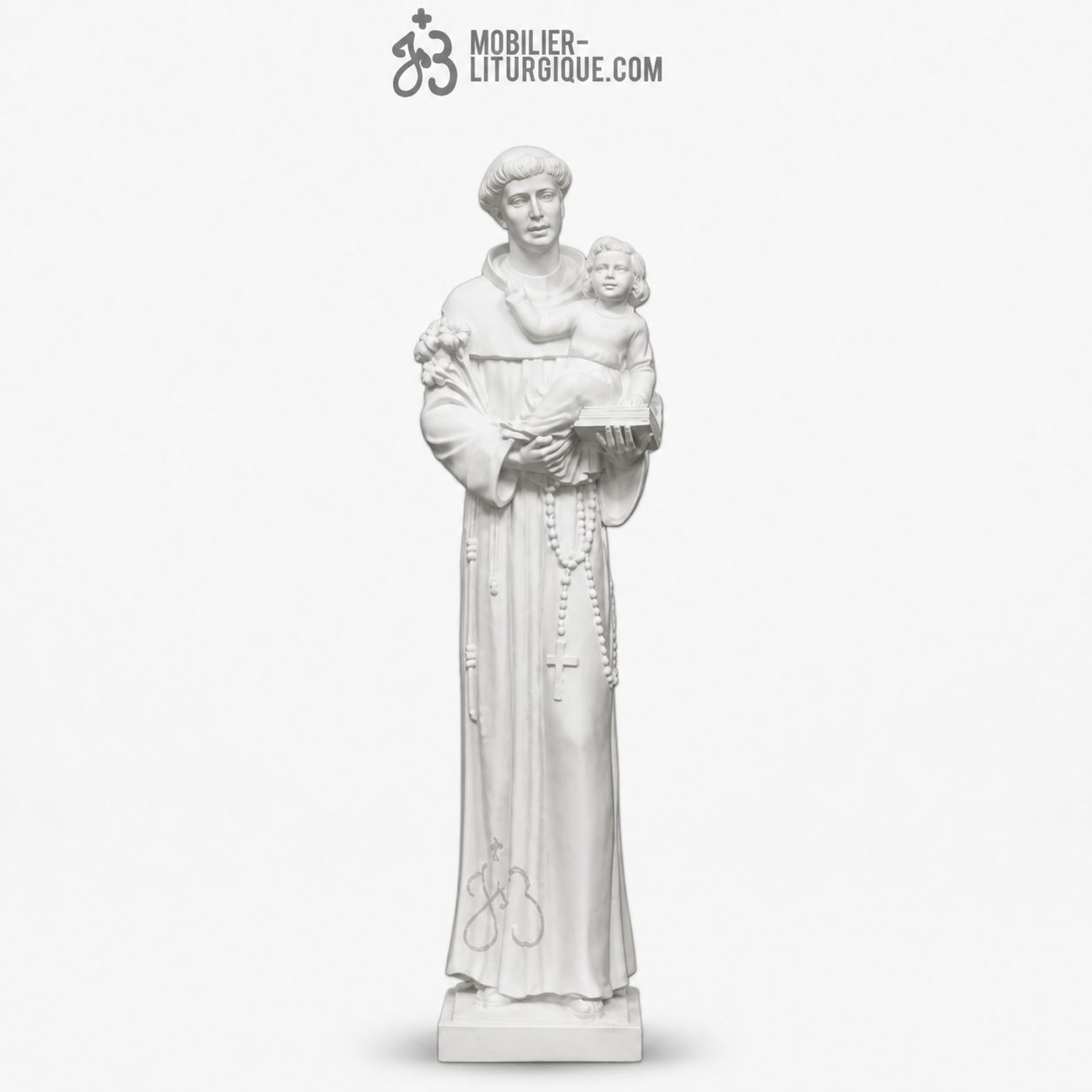 Statue Saint Antoine,en poudre de marbre blanc,56-74-80 cm