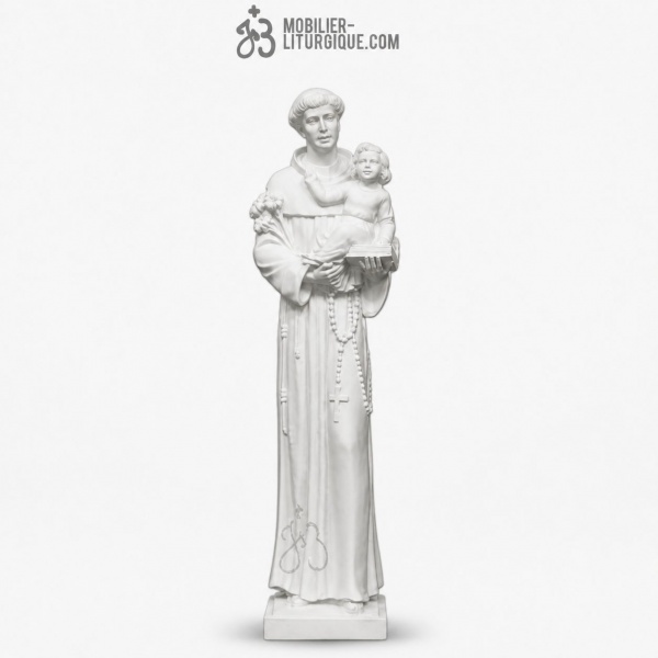 Statue Saint Antoine,en poudre de marbre blanc,56-74-80 cm