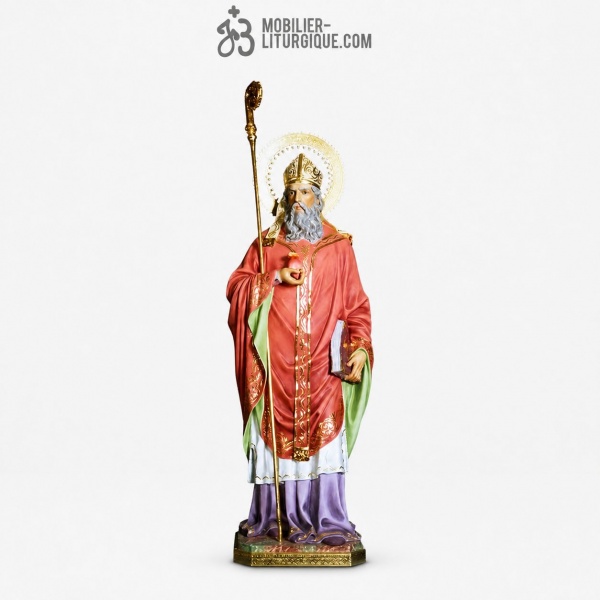 Statue Saint Augustin Polychrome Antique