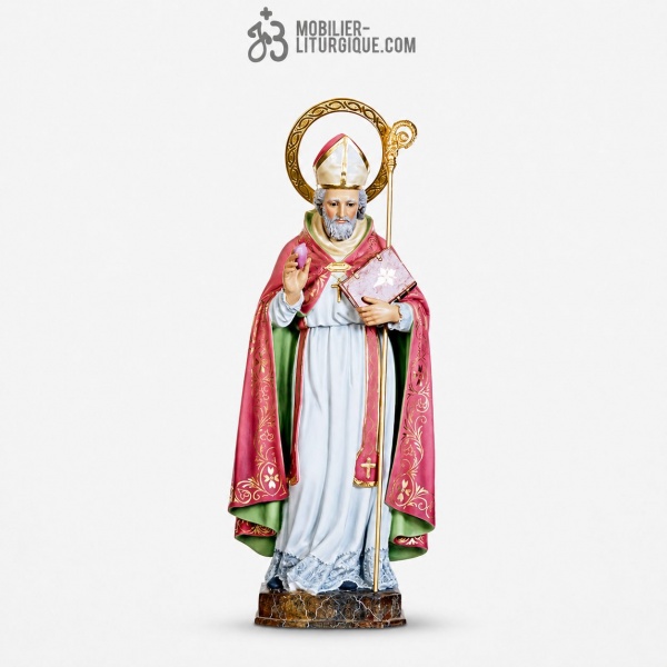 Statue Saint Augustin Polychrome Antique