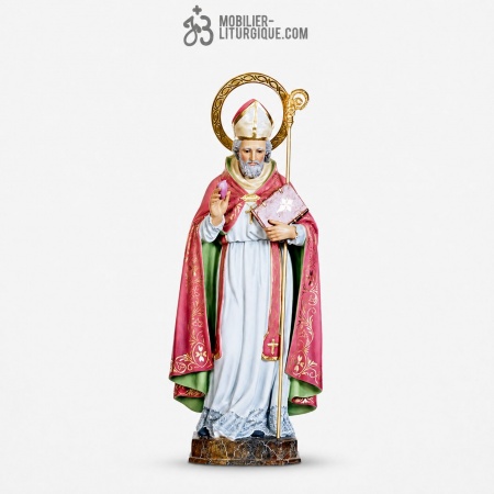 Statue Saint Augustin Polychrome Antique