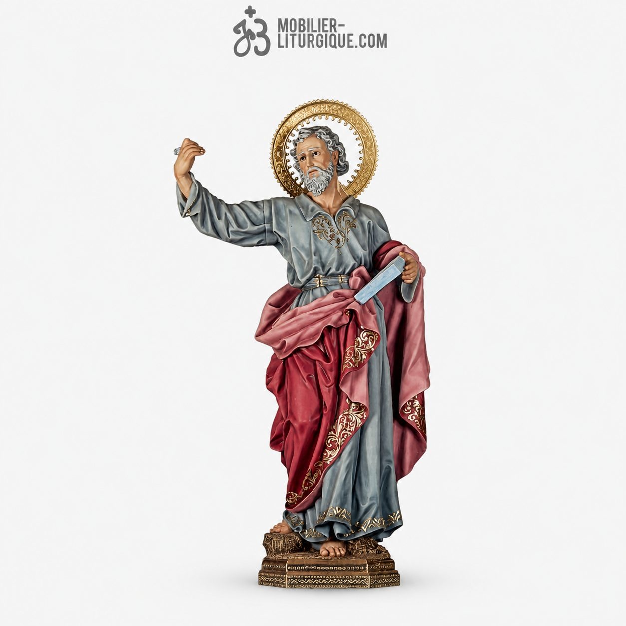 Statue Saint Barth&eacute;l&eacute;my Polychrome Antique