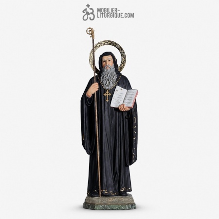 Statue Saint Beno�t Polychrome Antique