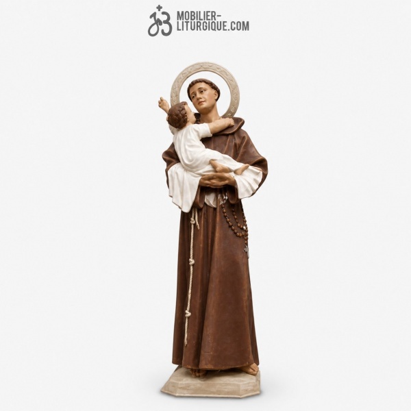 Statue Saint Beno�t Polychrome Antique