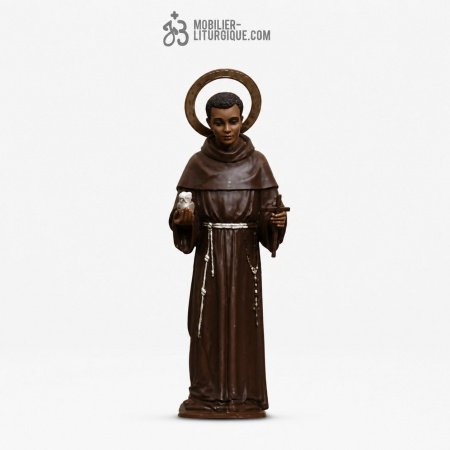 Statue Saint Beno&icirc;t Polychrome Antique