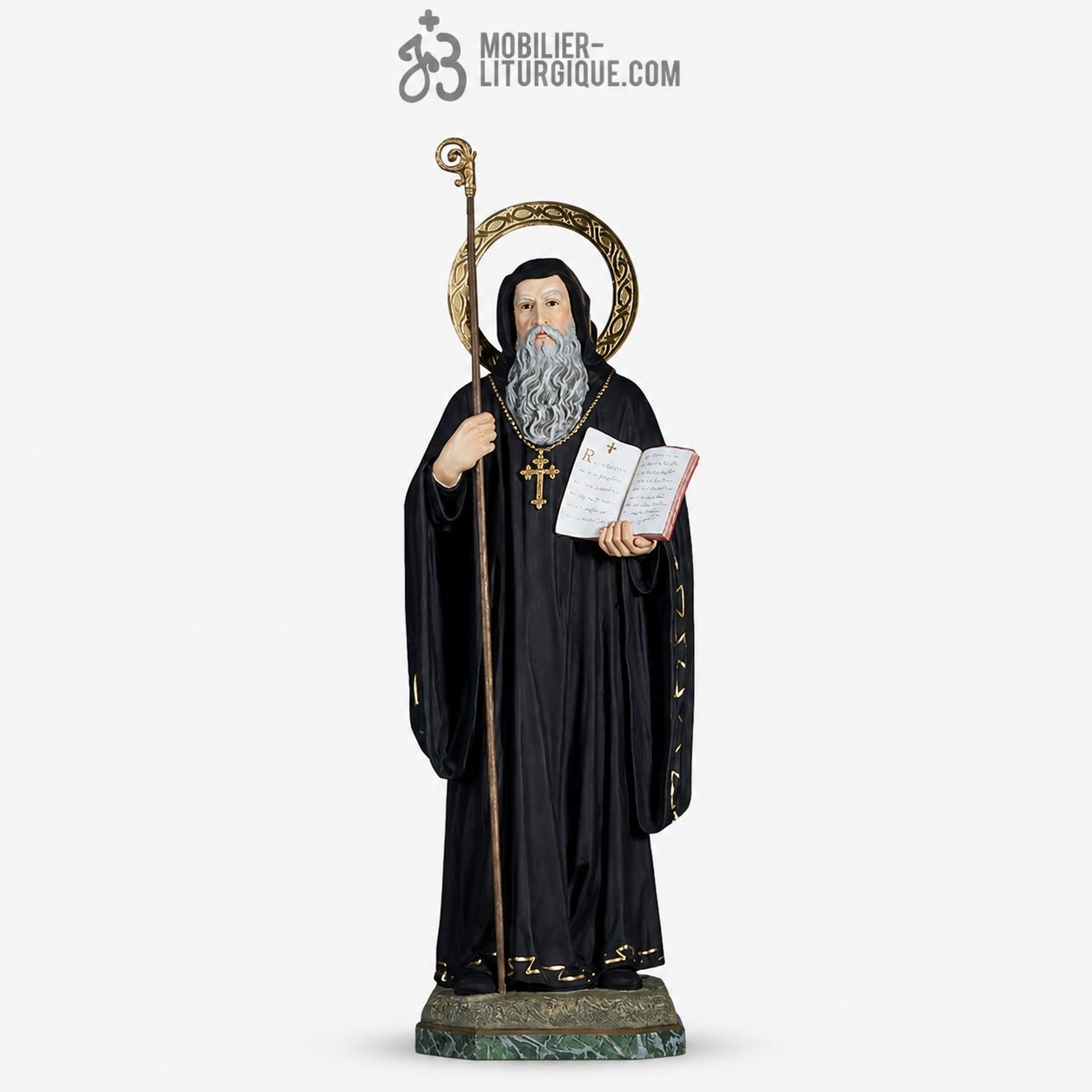 Statue Saint Beno&icirc;t Polychrome