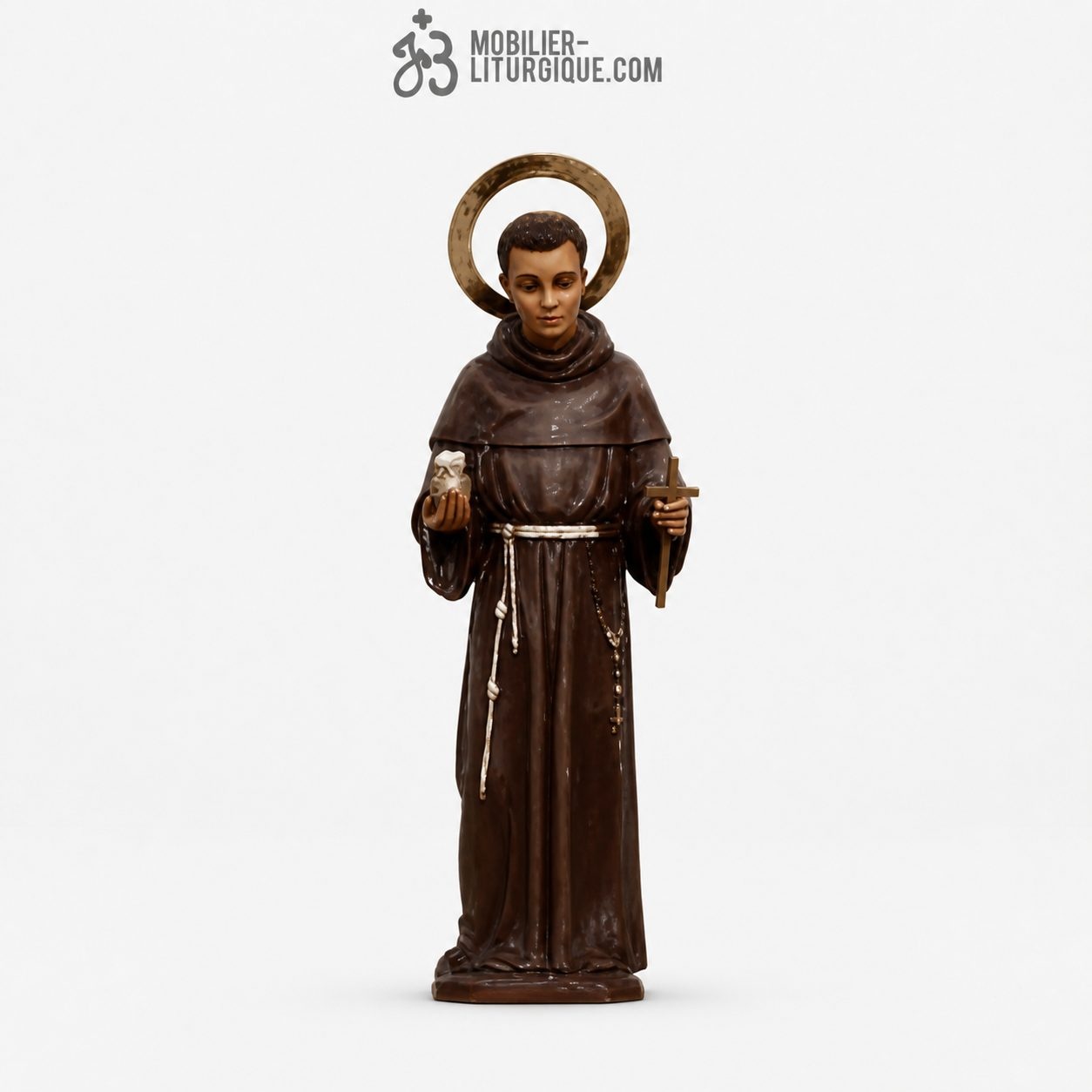 Statue Saint Beno&icirc;t Polychrome