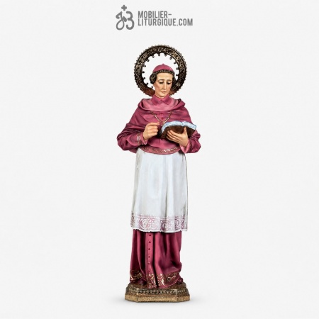 Statue Saint Charles Borrom�e Polychrome Antique