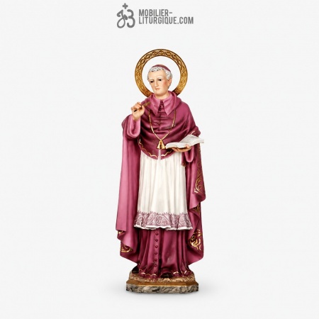 Statue Saint Charles Borrom�e Polychrome Antique